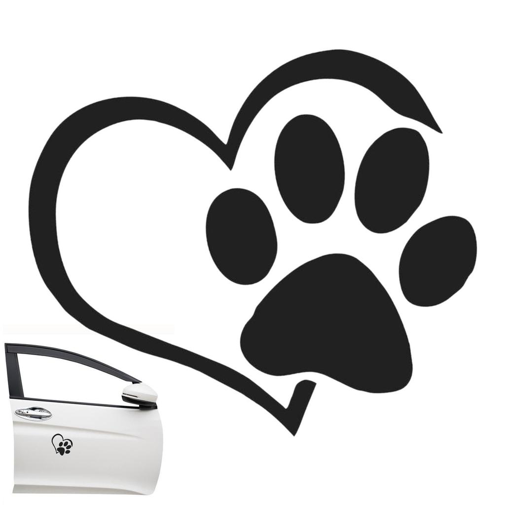 Dog Paw Waterproof Car Sticker Cute Dog Cat Paw Paw Sticker Heart Car Window