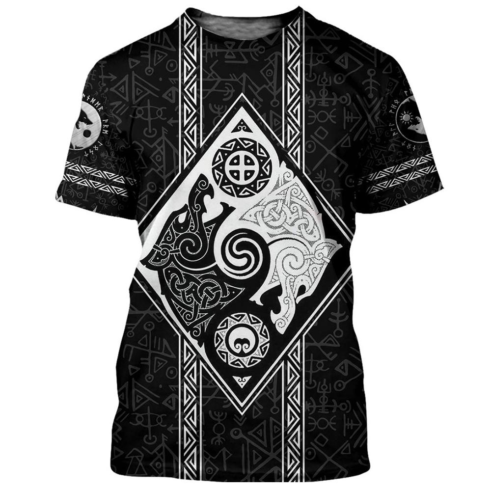 Neuestes Viking 3D-gedrucktes Harajuku Herren-T-Shirt Sommermode Outdoor-Straßenkleidung O-Ausschnitt Großes kurzärmliges Sportoberteil