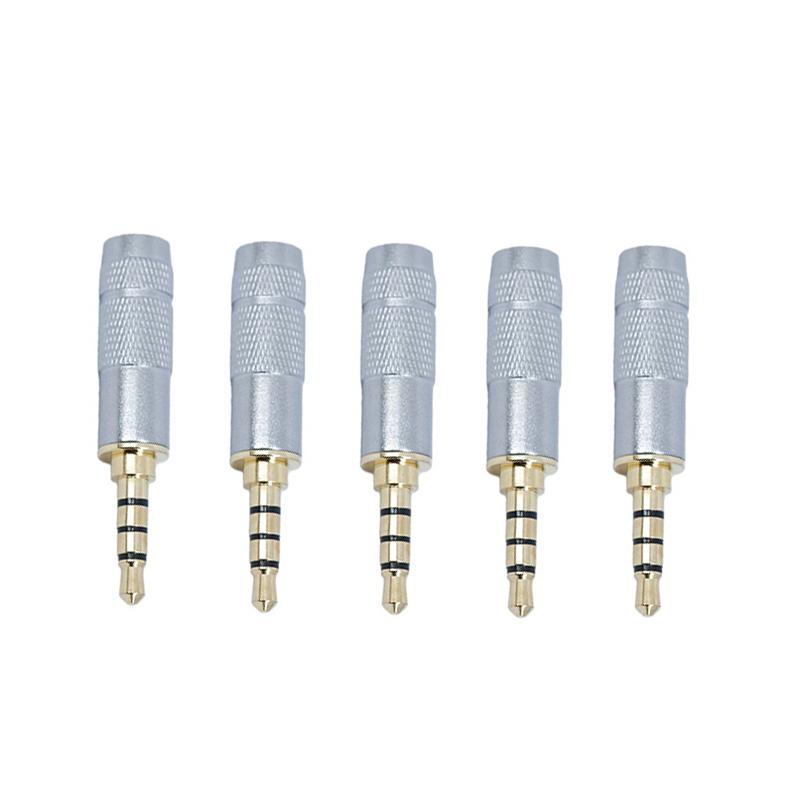 Gold Plated Stereo 3.5mm 4 Pole Repair Headphone Jack Plug Cable Audio Headphones Audio Jack Plug Connector Soldering