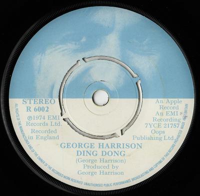 7inch Record GEORGE HARRISON - Ding Dong R6002 Apple Records 1974 UK Rock Used