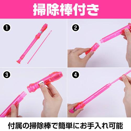 Boono Transparent Soprano Recorder for Elementary School Students, 8 Holes, with Cleaning Rod, Set of 2 for Home Practice and Hobbies (Set of 2 Colors