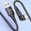 USLION US0189 1m USB A To Type C Cable 180 Degree Rotating Angled Head 3A Charging Data Cord