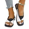 Large Size Flat Sandals for Women with Toe Covers European and American Square Toe Casual and Elastic Roman Sandals