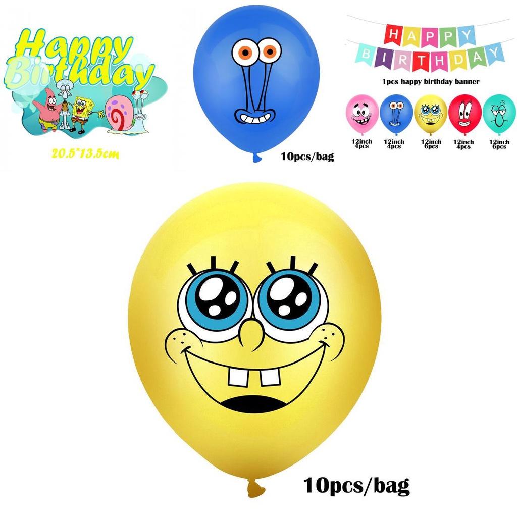 Bright And Cheerful Sponge Bob Party Supplies Set With Balloons And Cake Topper For Kids Birthdays