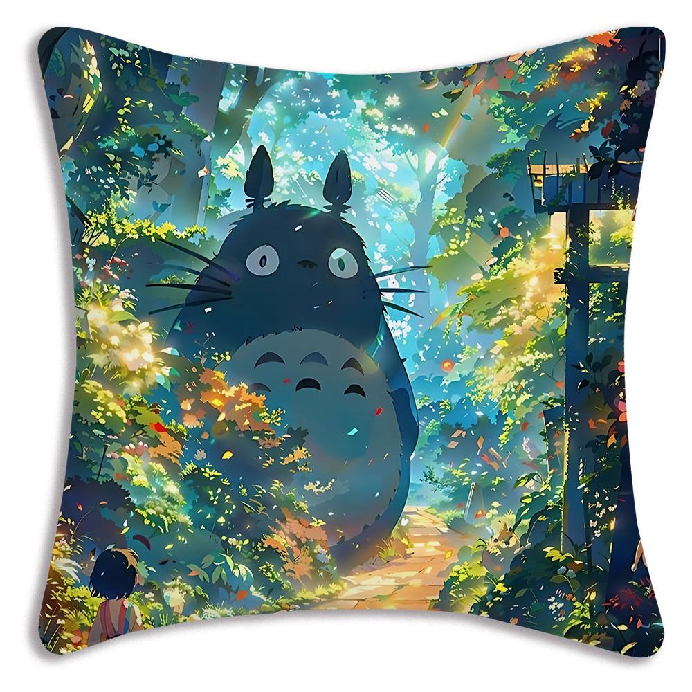 Hot Cartoon Cute Pillow Covers Cartoon Sofa Decorative Home Double-Sided Printing Short-T-Totoros Plush Cute Cushion Cover