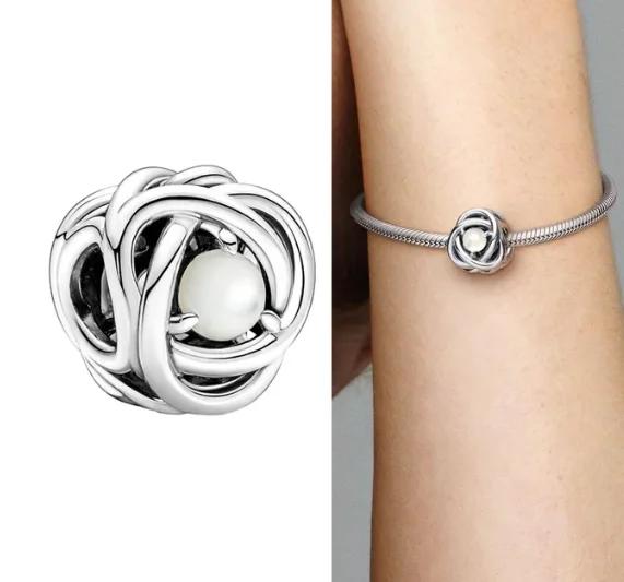 Copper Twelve Month Birthstone Heart Eternity Charms Beads Pendant Fit Original Bracelet For Women Fine Jewelry