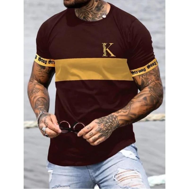 Fashion T-Shirts for Men 3d Letter King Printed Men'S Clothing Casual Short Sleeved Street Harajuku Tops Loose T Shirt
