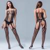 Hot Sale: Vertical Stripe Mesh Dress with Suspender Chest Wrap, Hollow Socks, and Open Crotch Pajamas.