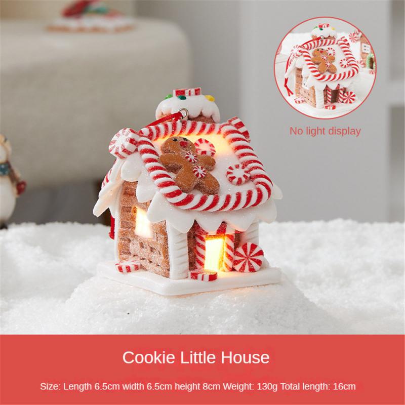 

Освещенный пряничный домик, рождественские светодиодные подвесные украшения, подвесное украшение для рождественской елки, кукольный домик, елка, декор для праздника