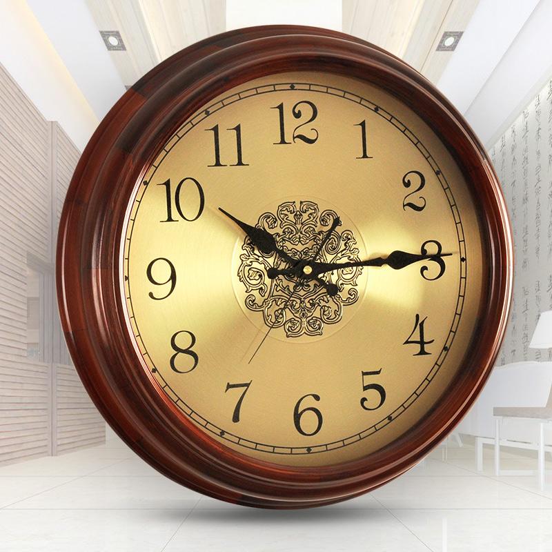 Luxury Wood Wall Clock Metal Retro Nordic American Style Gold Silent Wall Clocks Shabby Chic Living Room Horloge 12 Inches Gift