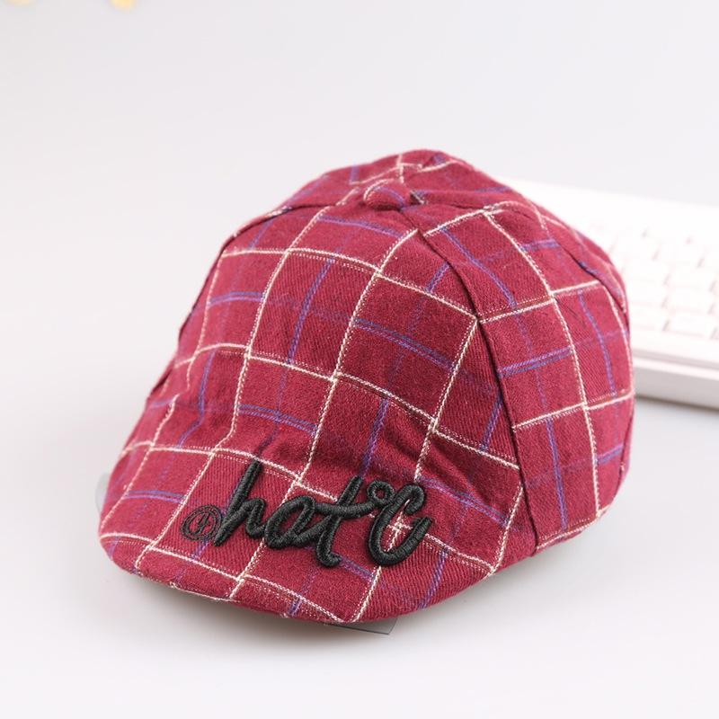 Autumn Fashion Baby  Hats Plaid Design Retro Children Toddler Beret Cap