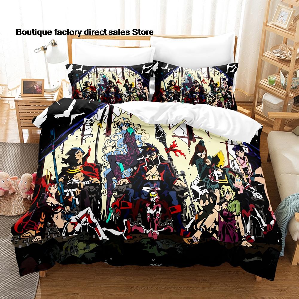 3D Printed Gurren Lagann Anime Bedding Set Duvet Cover Pillowcase For Fans Bedroom Decor Twin Full Queen King Size Bed Linen