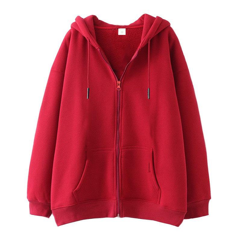 

Men s Casual Fleece Zip-Up Hoodie Cardigan - Thick Autumn/Winter Sweatshirt Jacket X-Large красный