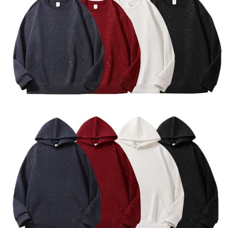 Autumn Retro Unisex Heavyweight Hoodie: Baby's Breath Hua Cotton Crew Neck Sweatshirt