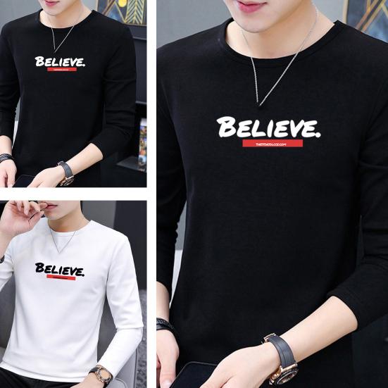 

Осенне-зимний мужской топ с буквенным принтом и круглым вырезом, мягкий дышащий приталенный пуловер с длинным рукавом, повседневная футболка средней длины с тонким дном, мужская одежда XL чёрный