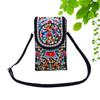 Crossbody Embroidered Womens Ethnic Canvas Handbag With Double Layer For Phone And Coins
