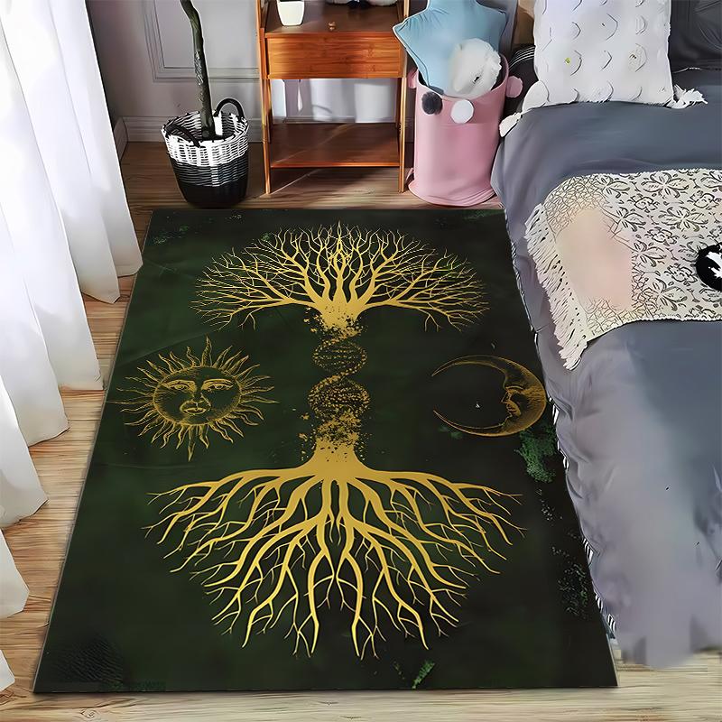 

Golden Tree of Life with Sun and Moon Suitable for use as an anti-slip game mat for living room and bedroom sofas 40x60cm( 15x23in )