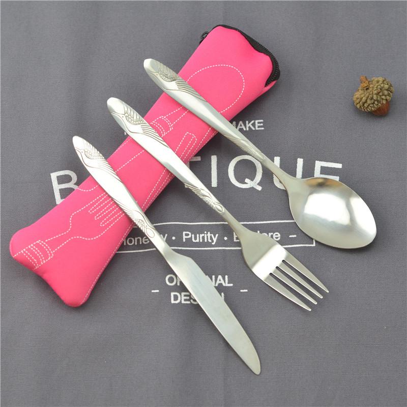 Picnic Set Tableware Washable with Zipper Travel Cutlery Kit Case Portable Pouch for Dinner Household Tool Travel Camping Spoon