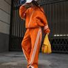 New Color Block Zip Up Classic Three Stripe Hooded Set Fashion Casual Two Piece Track Suit for Women