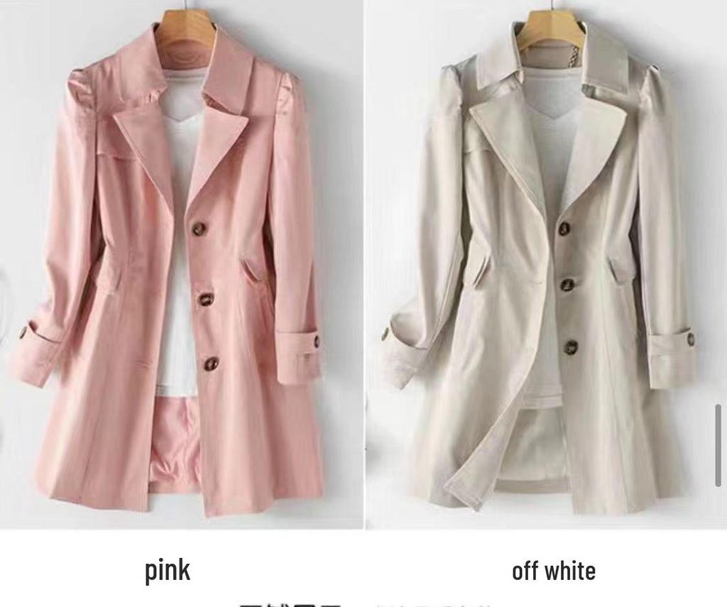 Płaszcz trenczowy damski dwuwarstwowy w stylu brytyjskim slim na wiosnę/jesień 2025