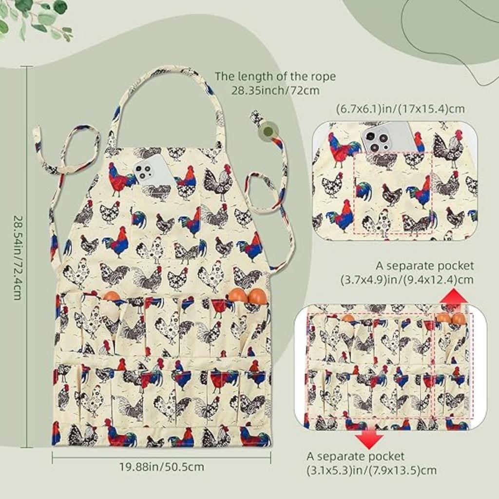 Stylová sběratelská zástěra s kapsou pro rodinnou zástěru z kuřecí farmy