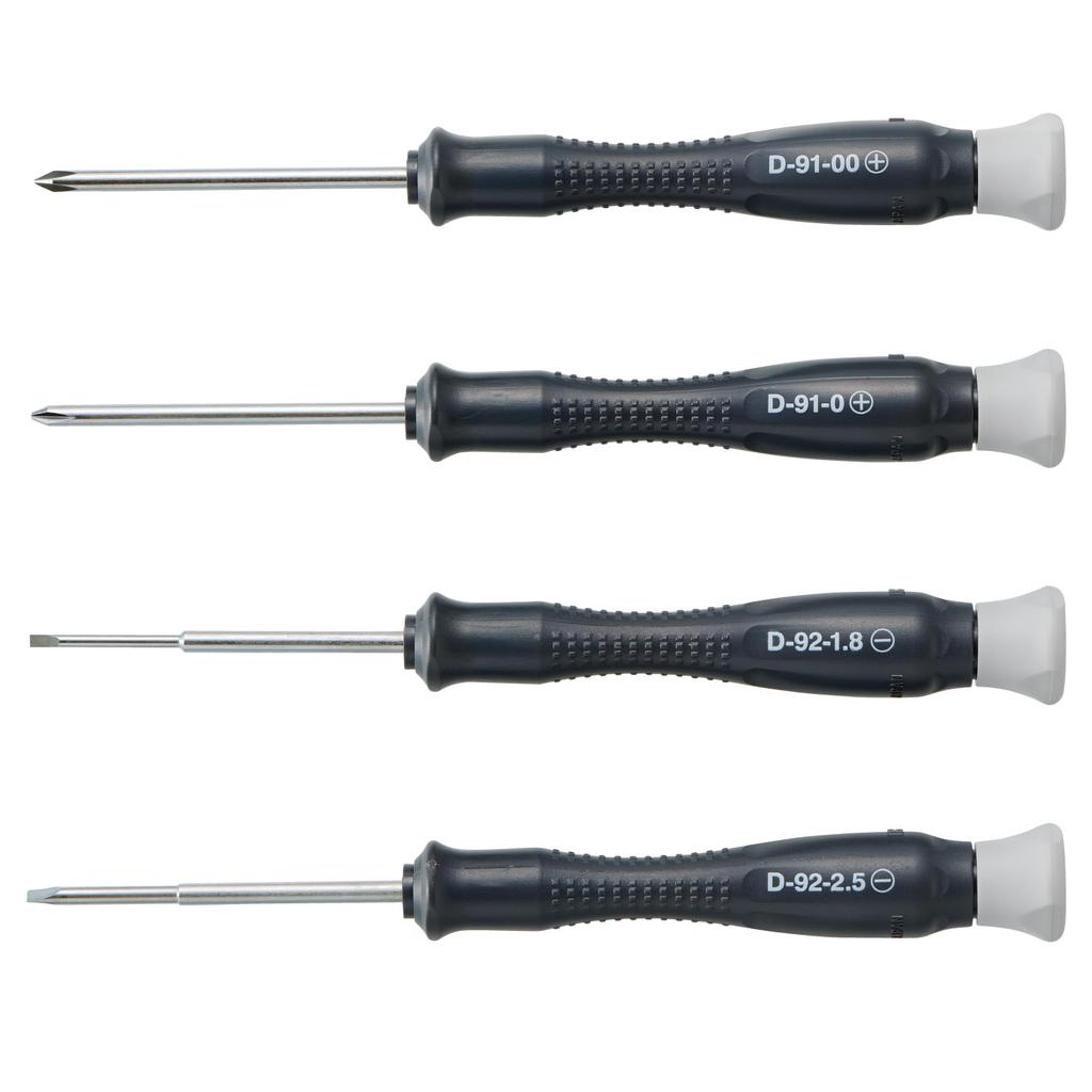 HOZAN ESD Precision Screwdriver Set Screwdrivers for Lightweight Turning and Fine Tuning (4-Piece Set) - Anti-Static