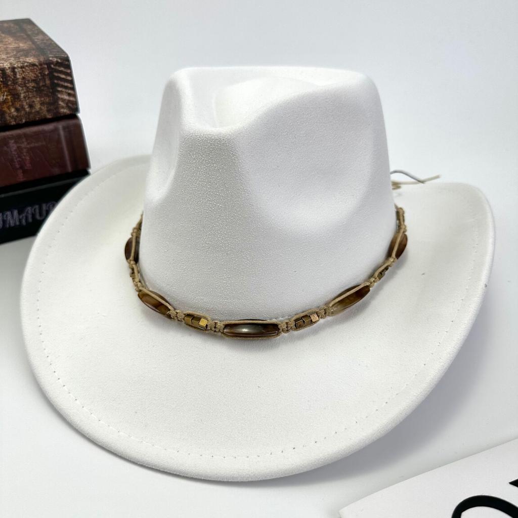 Western Cowboy Hat Women Woolen British Suede Accessories Peach Heart Top Hat Felt Hat