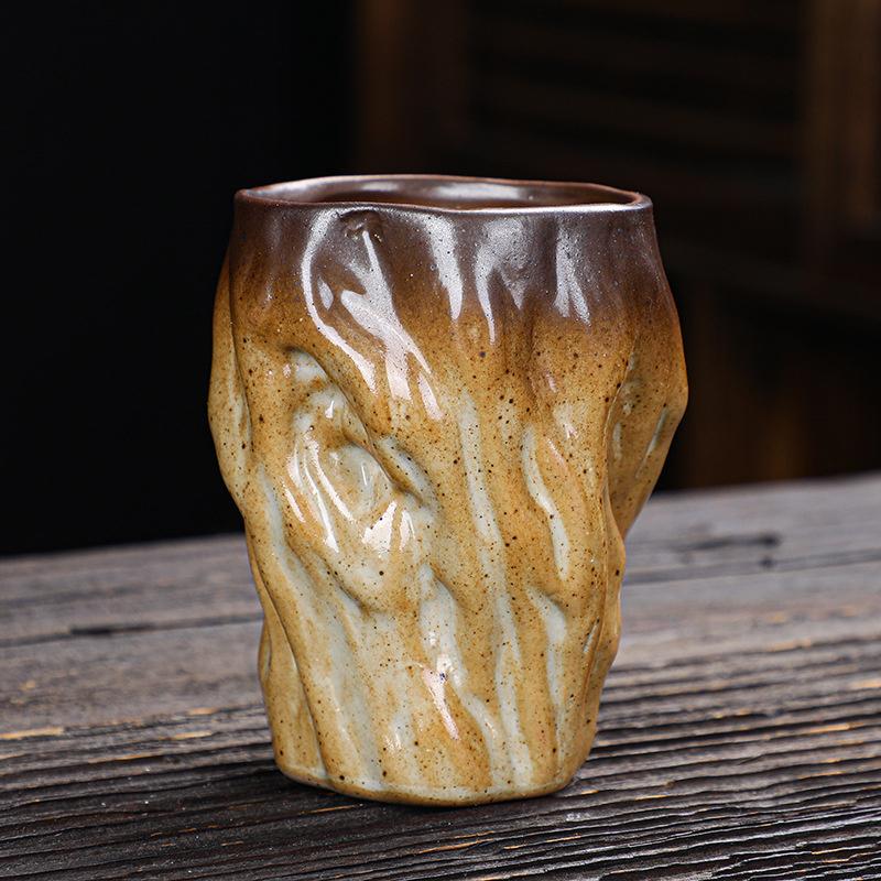 150ml Japoński Imitacja Młotkowanej Ceramiki Nieregularny Kubek do Kawy Vintage Ceramiczny Kubek Mistrzowski Zestaw do Herbaty Kung Fu Filiżanka Naczynia do Picia