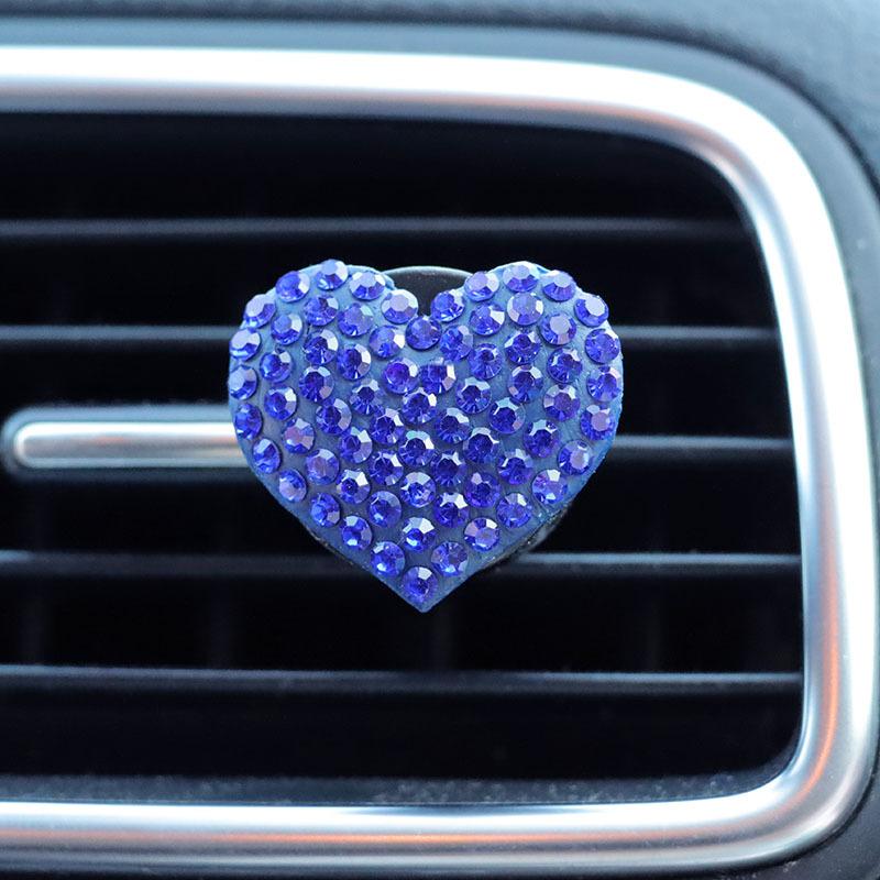 2Pcs/Set Heart-Shaped Car Air Outlet Perfume Clip Rhinestone Car Air Conditioning Air Outlet Perfume Decoration Clip Car Auto Ac