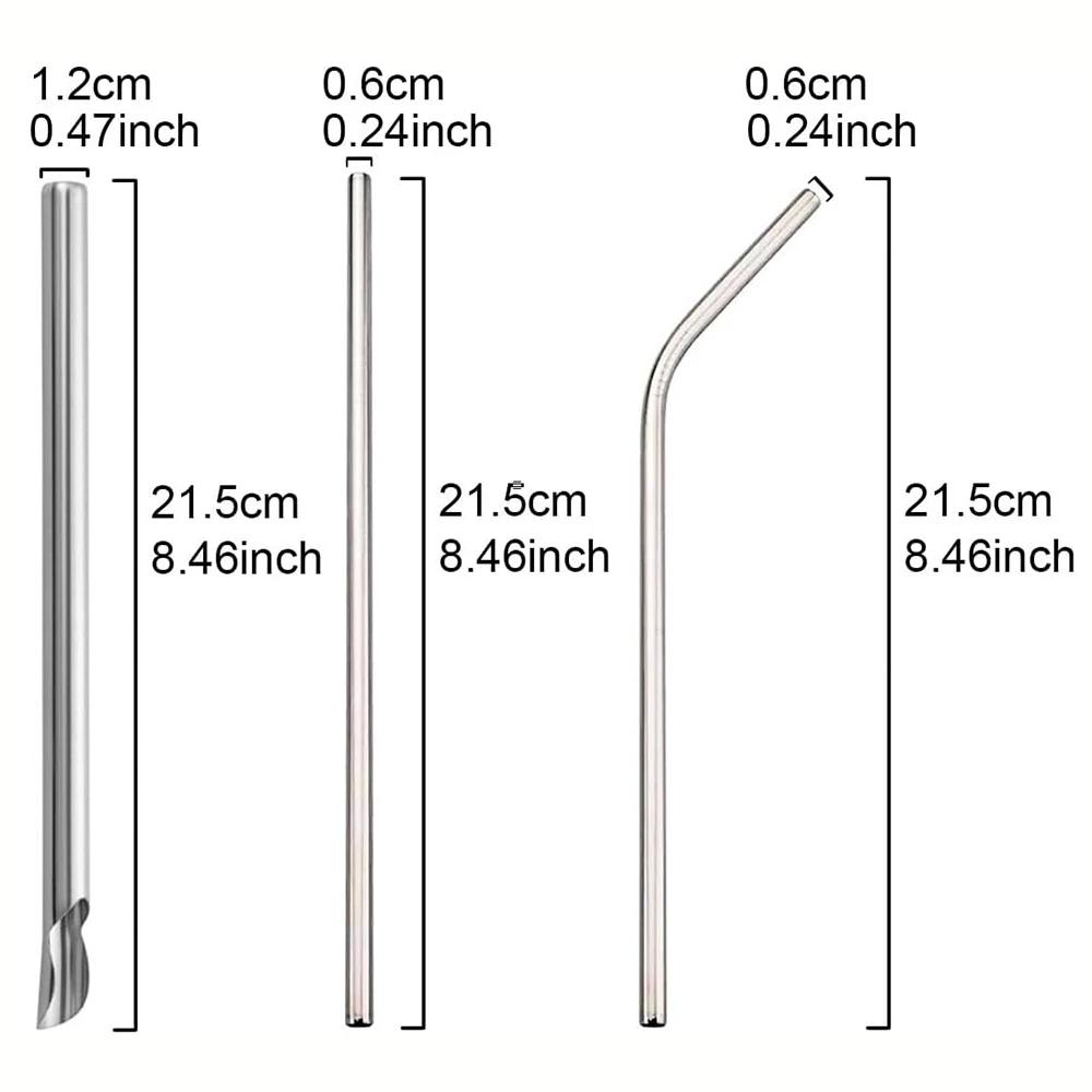 5Pcs Reusable Drinking Straw Set Wide Metal Straw Stainless Steel Straw Pearl Milkshake Bubble Tea Straw With Cleaner Brush