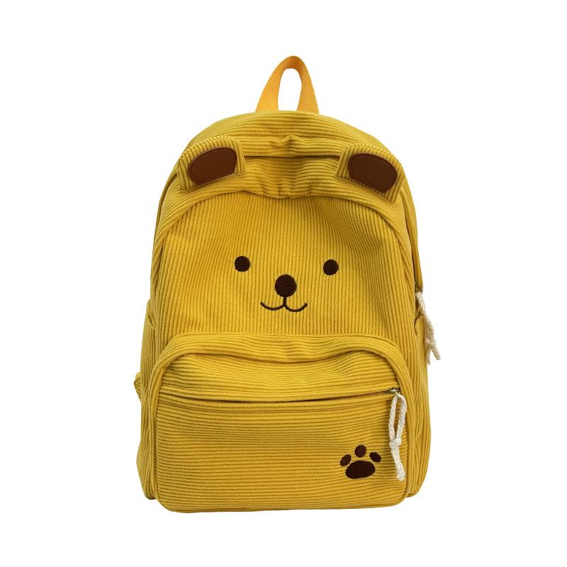 Schoolbag new cute bear corduroy backpack girls cartoon schoolbag student backpack large capacity Korean cute fun back