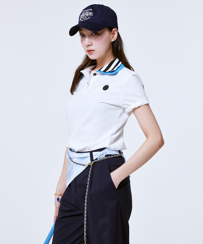 Cream Golf Double Collar Pique Tee