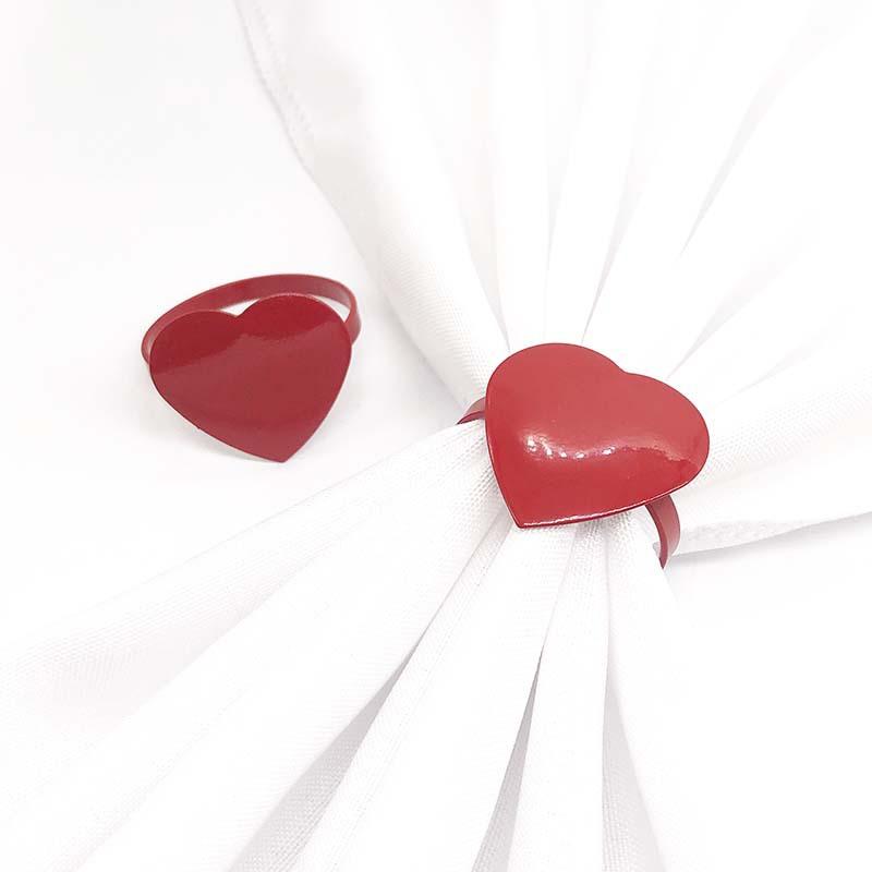 4Pcs Valentine'S Day Love Napkin Circle Dining Table Heart Shaped Tissue Buckle Wine Bouquet Ring Party Decoration Ornament