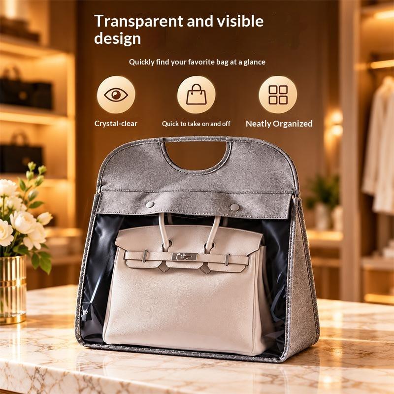 Transparent Waterproof Handbag Hanging Storage Organizer Visible Dust Bag for Closet Wardrobe Bag Protection