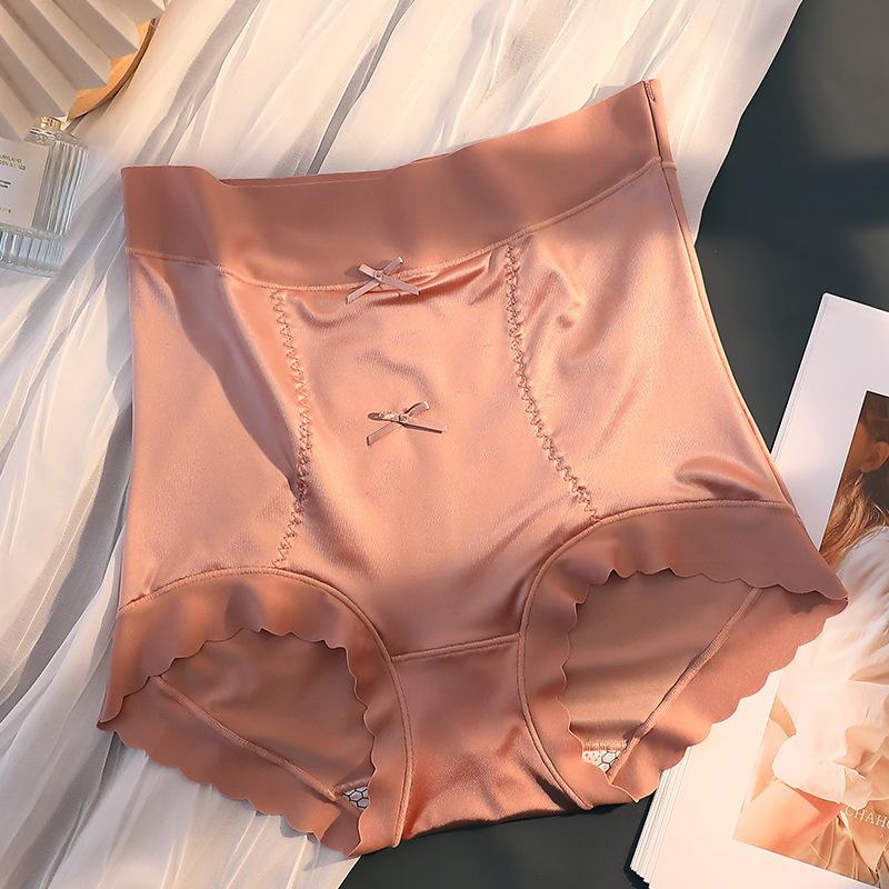 

Женские трусики с высокой талией, бесшовное нижнее белье больших размеров с утягивающим животом, приподнятыми бедрами, легкие пластиковые трусики XL кирпич красный