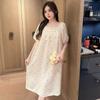D Oh Mida Summer New Loose Casual Comfortable Cloud Cotton Printing Medium and Long Nightdress Loungewear Pajamas Women