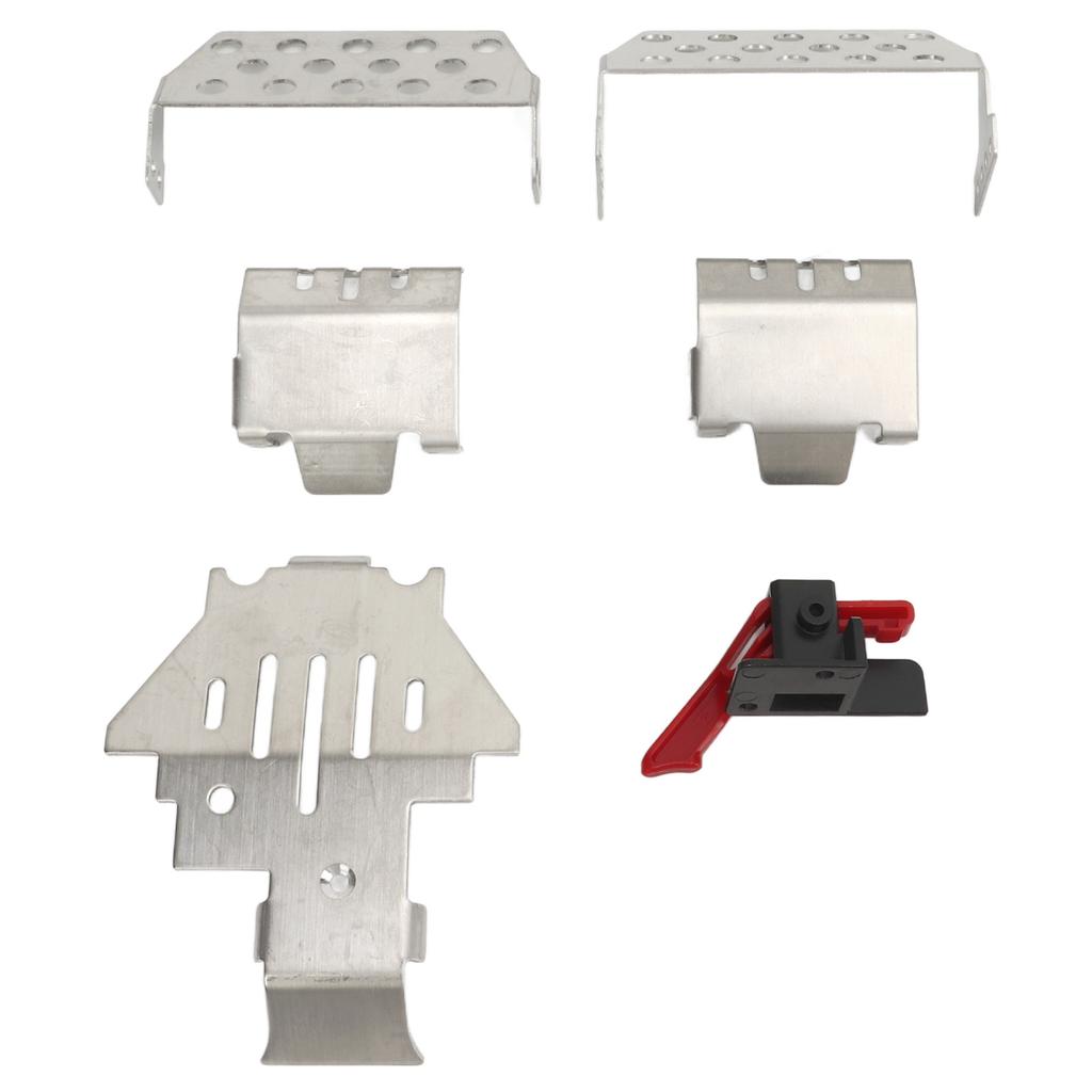6pcs RC Car Chassis Armor ESC Reset Switch Stainless Steel RC Armor Chassis Guard Plate for Traxxas 1/10 RC Car