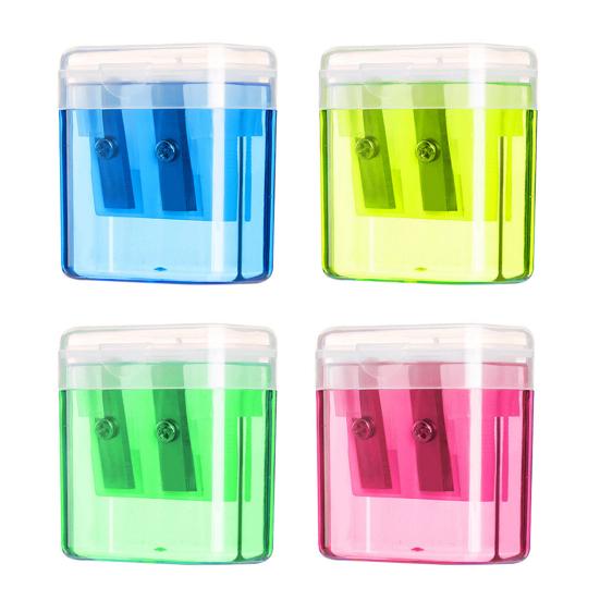 12Pcs Dual Hole Pencil Sharpener with Lid Compact Manual Sharpener for Standard And Jumbo Pencils Travel-friendly Pencil Sharpener