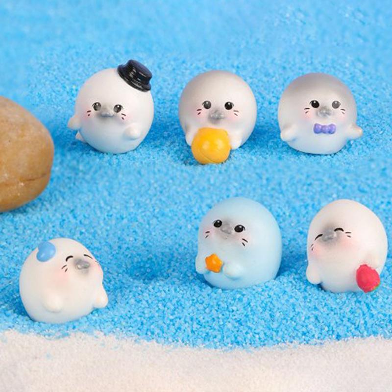 1Pc Home Mini Cartoon Seal Animal Moss Micro Landscape Ornament Plants Bonsai Car Diy Decoration
