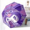 Kuromi,Cute Automatic Folding Umbrella-Simple 8-Rib Design, Bright Cartoon Pattern, Durable Iron Frame, Suitable For Travel, Outdoor, Beach-
