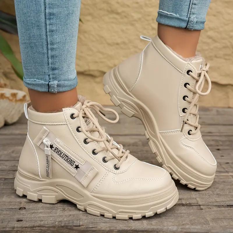 Warm Comfortable Women's Winter Snow Boots with Side Zipper and Fleece Lining Waterproof Shoes