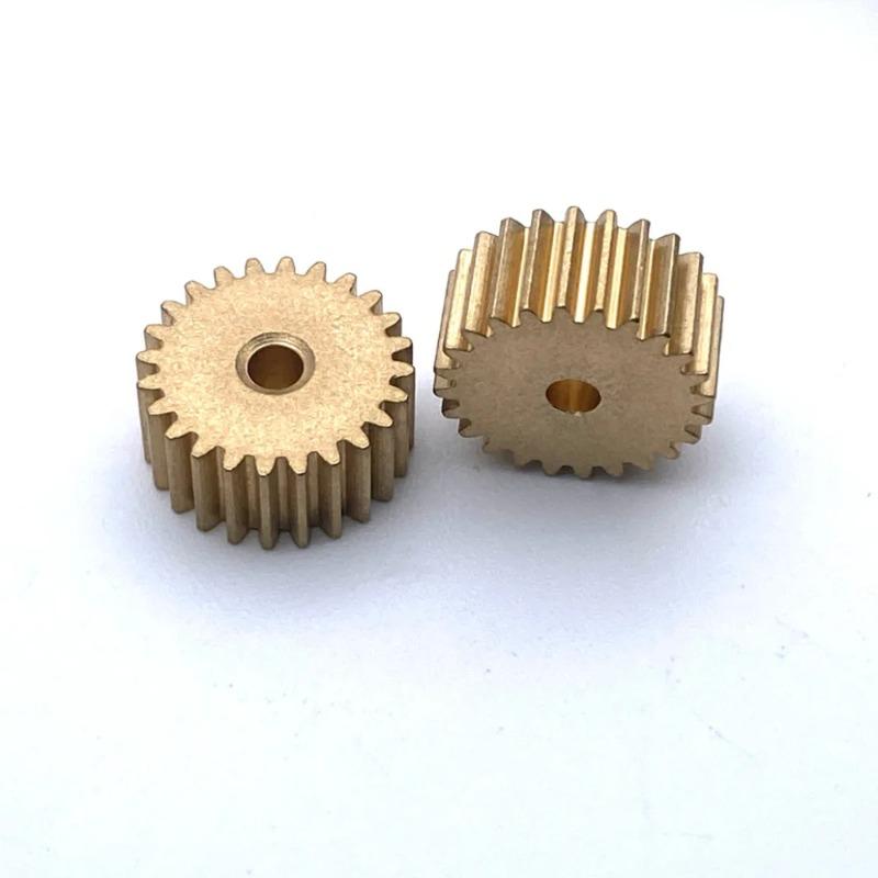 3pcs 0.5M Copper Spur Gear Set: 8T/10T/20T/24T, 1.95mm/3.95mm/2.51mm Bore Precision Brass Gears for DIY Models