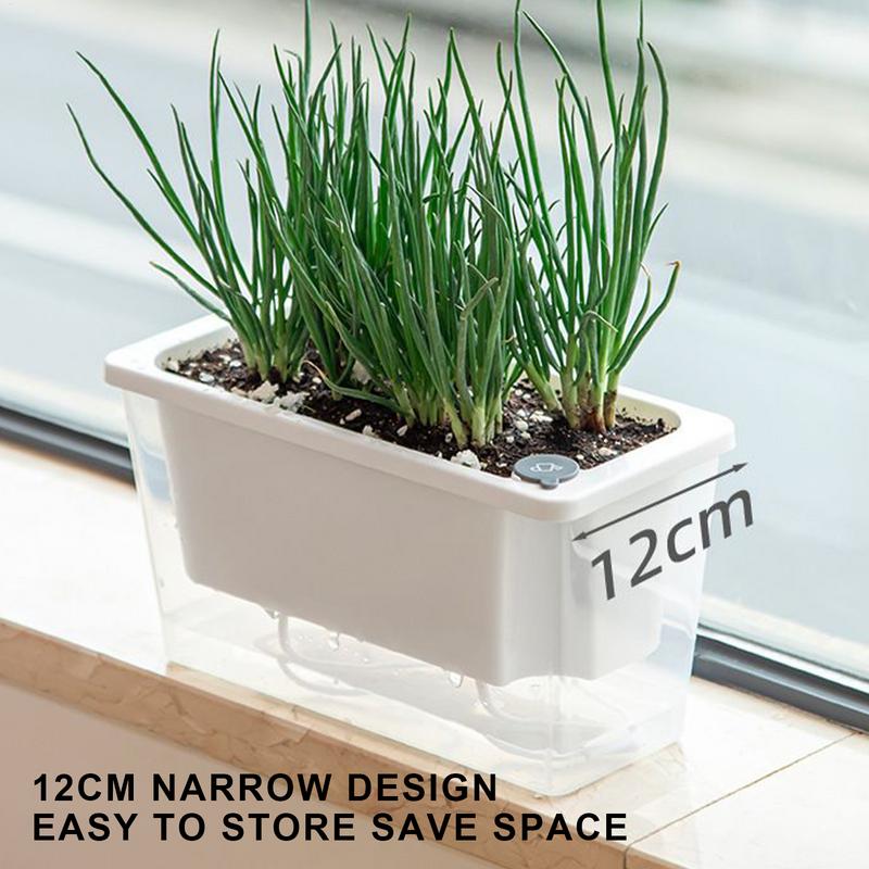 Balcony Vegetable Pot Narrow Rectangular Succulents Trough Planting Flower Pot Home Window Lazy Self-watering Flower Pot