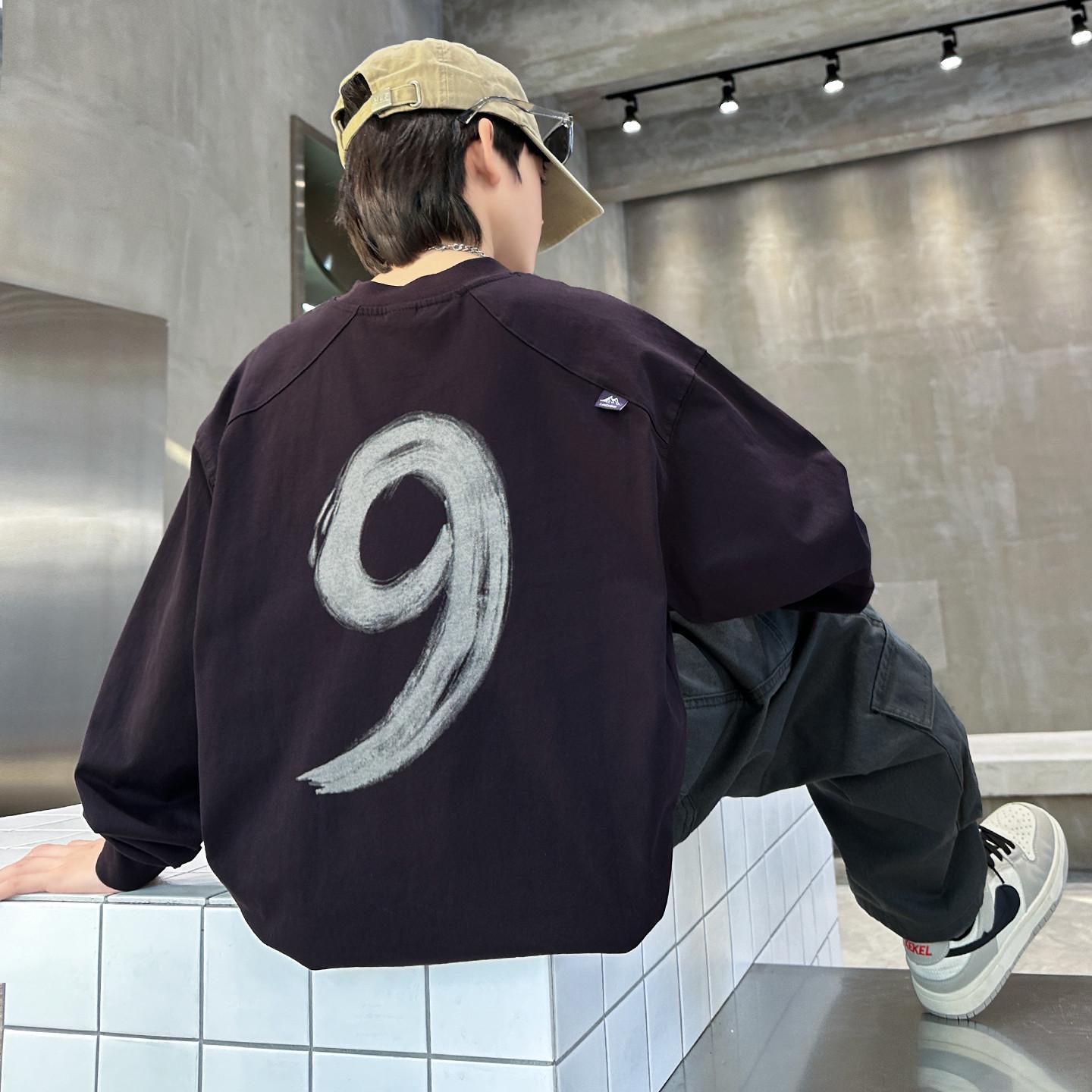 

Хлопковый свитшот для мальчиков: Крутая и стильная мода весна/осень 2025 130 cm темно-фиолетового