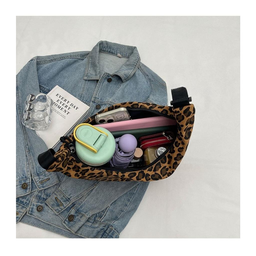 Leopardenmuster Leinwand Knödeltasche, Sportlicher Stil, Lässige und Vielseitige Beliebte Stofftasche, Tragbare und Modische Einzel-Schulter Crossbody-Tasche