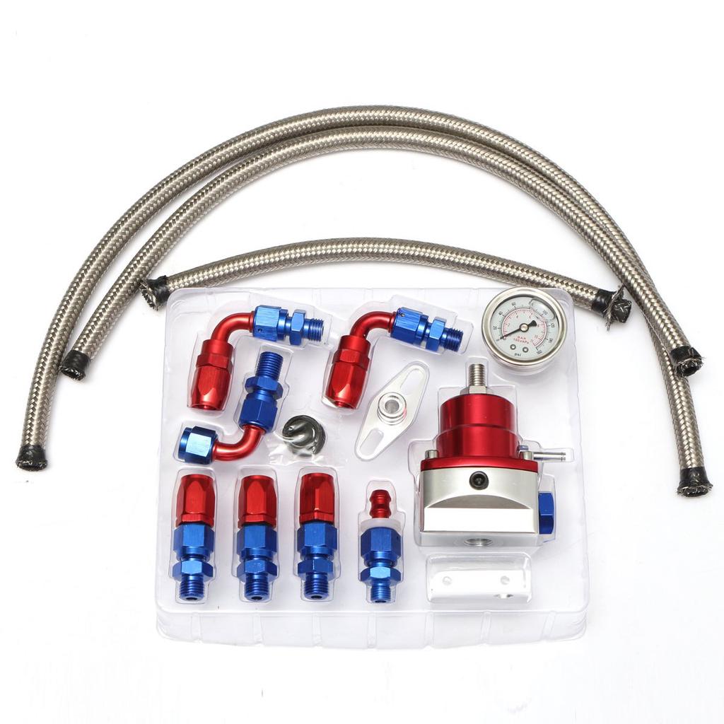 Buy UniversaL Adjustable Fuel Pressure Regulator Kit 160PSI Oil Gauge ...