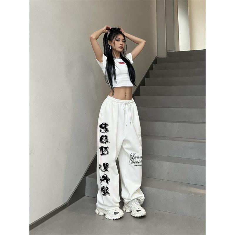 New Women's Printed Casual Sweatpants, High Waist Loose Fit Hip-Hop Dance Joggers with Slimming Effect, Streetwear Trousers for Summer Fashion