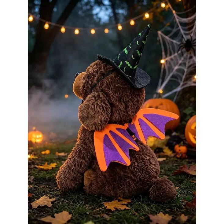 3 PCS Halloween Pet Costume Accessories,Witch Hat,Bat Wing Harness,Skull Bow,Halloween Decors Dress Up for Cat Small Dog