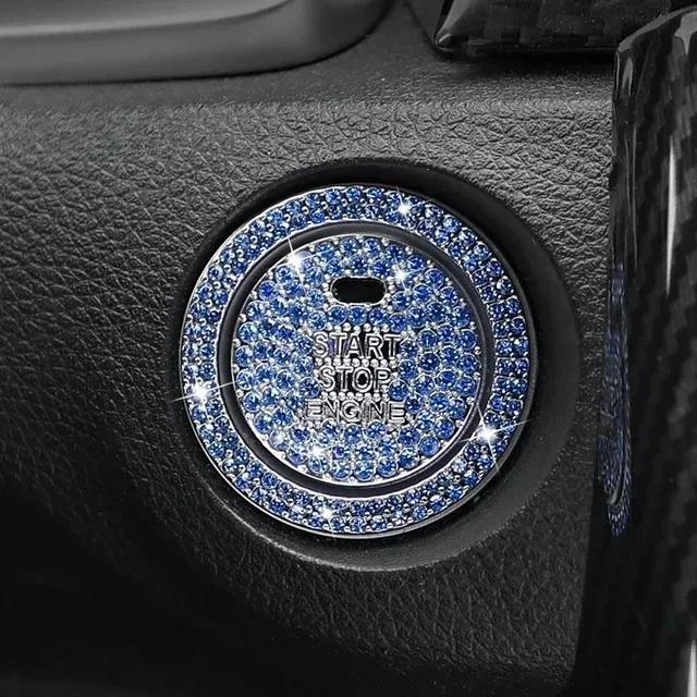 Car One-click Start Button Interior Engine Ignition Start Stop Button Protective Cover Crystal Decoration Car Accessories Amagi