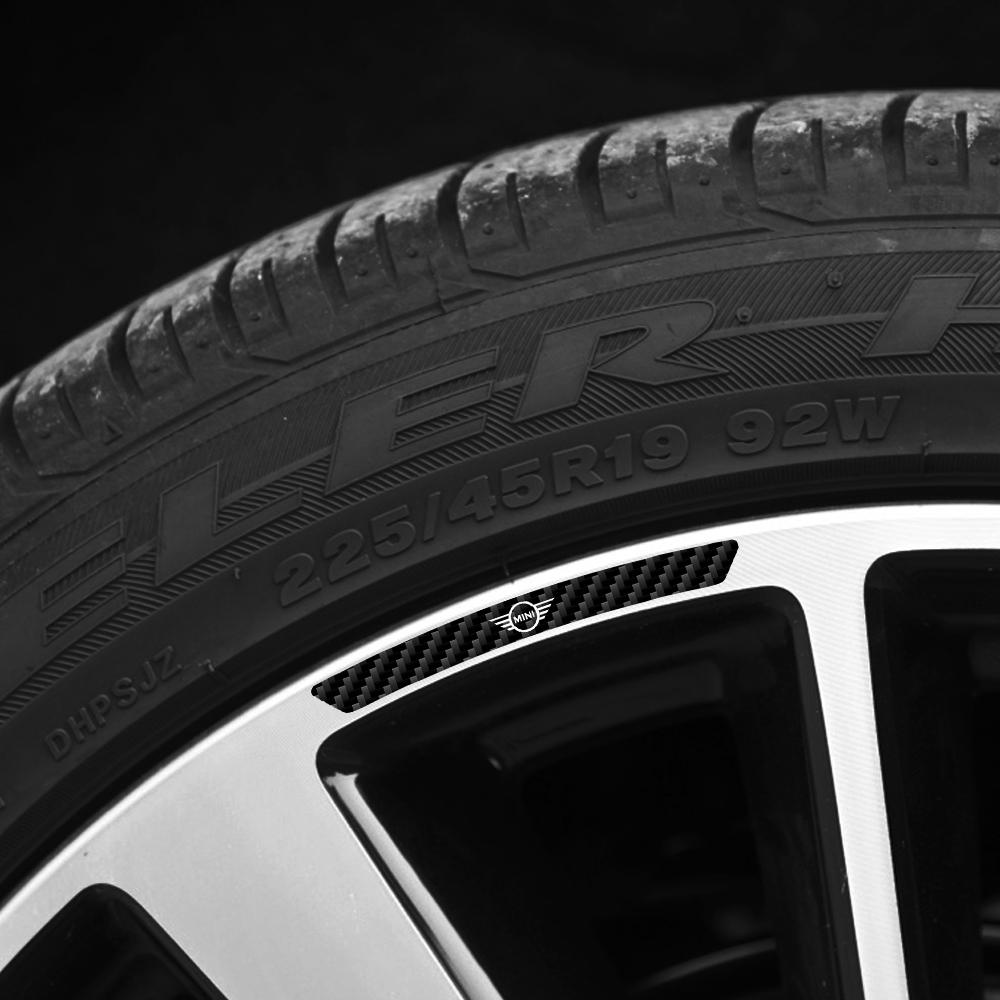 4Pcs Carbon Fiber Car Logo Wheel Tire Hub Rim Sticker Badge For MINI Cooper S JCW WORKS R55 R56 F55 F56 R57 R58 R59 R60 CLUB MAN